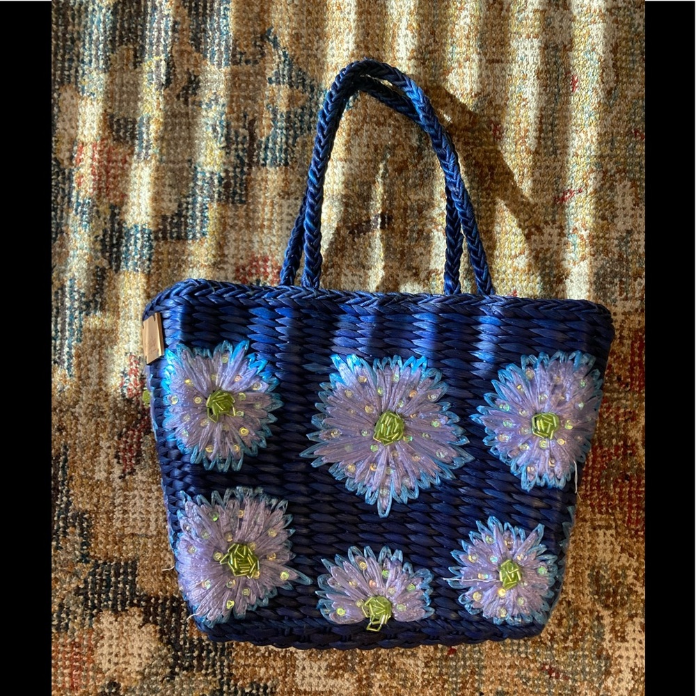 NWOT Large Straw Beaded Bag